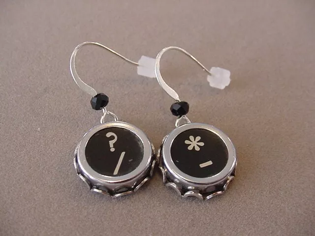 Typewriter store key earrings