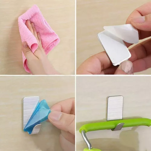 Gancho autoadhesivo de acero inoxidable para puerta de pared de baño de 12 piezas soportes adhesivos fuertes - Imagen 14 de 14