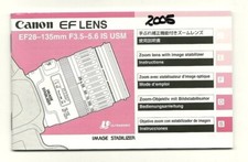 Canon EF Lens EF28 - 135mm F3.5 - 5.6 IS USM User Manual Guide Pamphlet