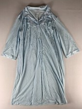 VTG VANITY FAIR NIGHT GOWN WOMENS MEDIUM BLUE BUTTON UP MADE IN USA NYLON