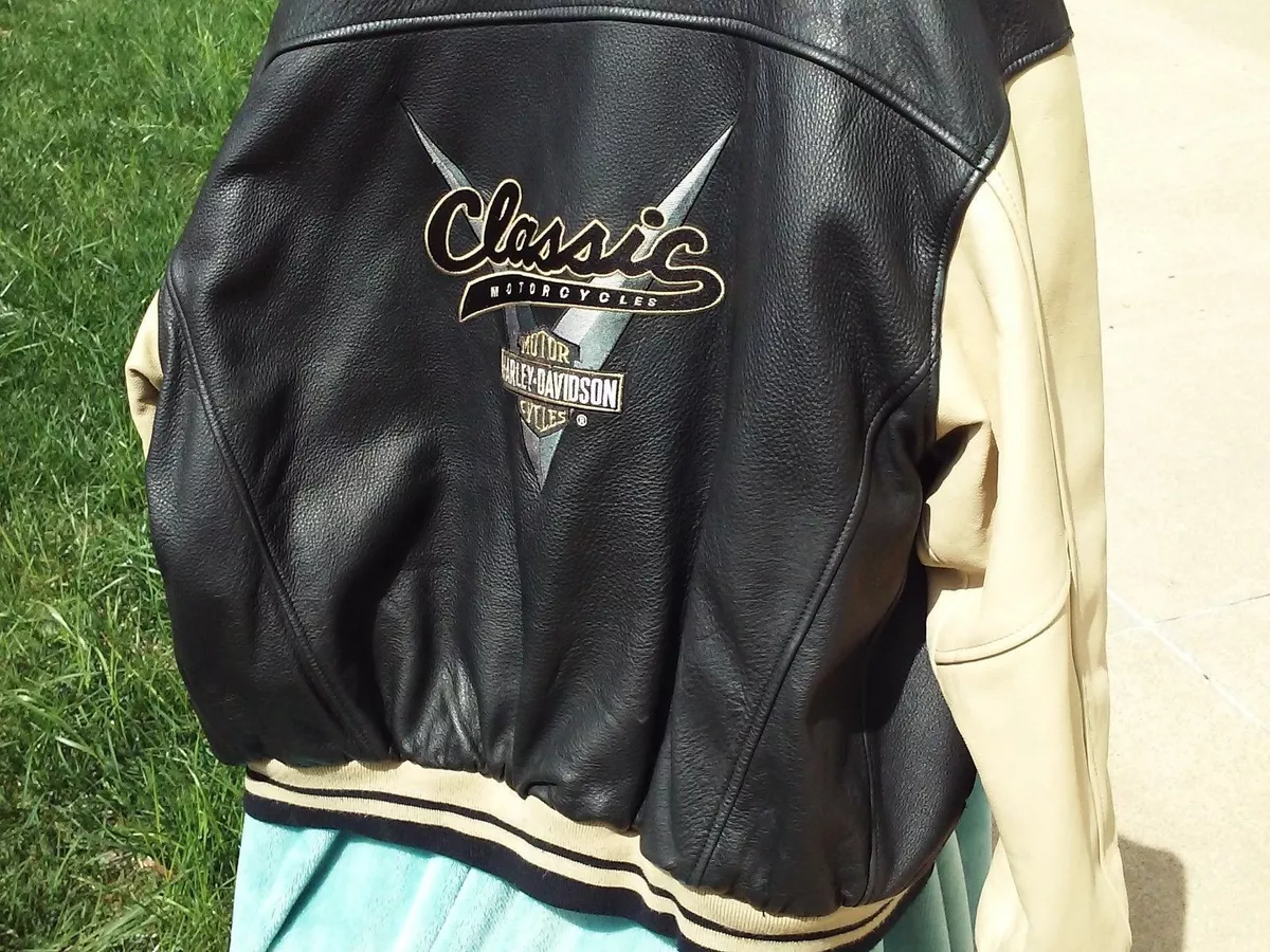 Harley Davidson leather letter jacket man size large