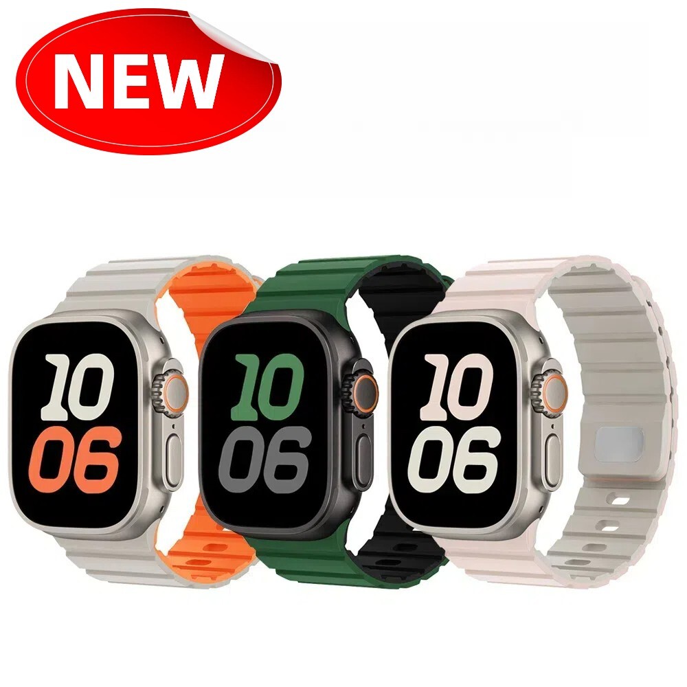 Silicone magnetic strap for Apple Watch 10 9 8 7 6 Ultra 2 40/41/44/45/46/49mm