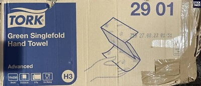 (15-Packs) Tork 290179 V-Fold GREEN 2-Ply Paper Hand Towels Singlefold H3 Wiping