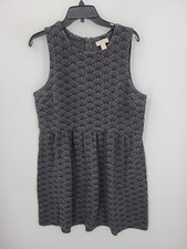 Ann Taylor Loft Dress Womens 14 Black Gray Knit Sleeveless Fit & Flare Modern