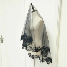 Goth Wedding Veil Retro Lace Tulle Floral Bridal Accessories Fancy Dress Retro