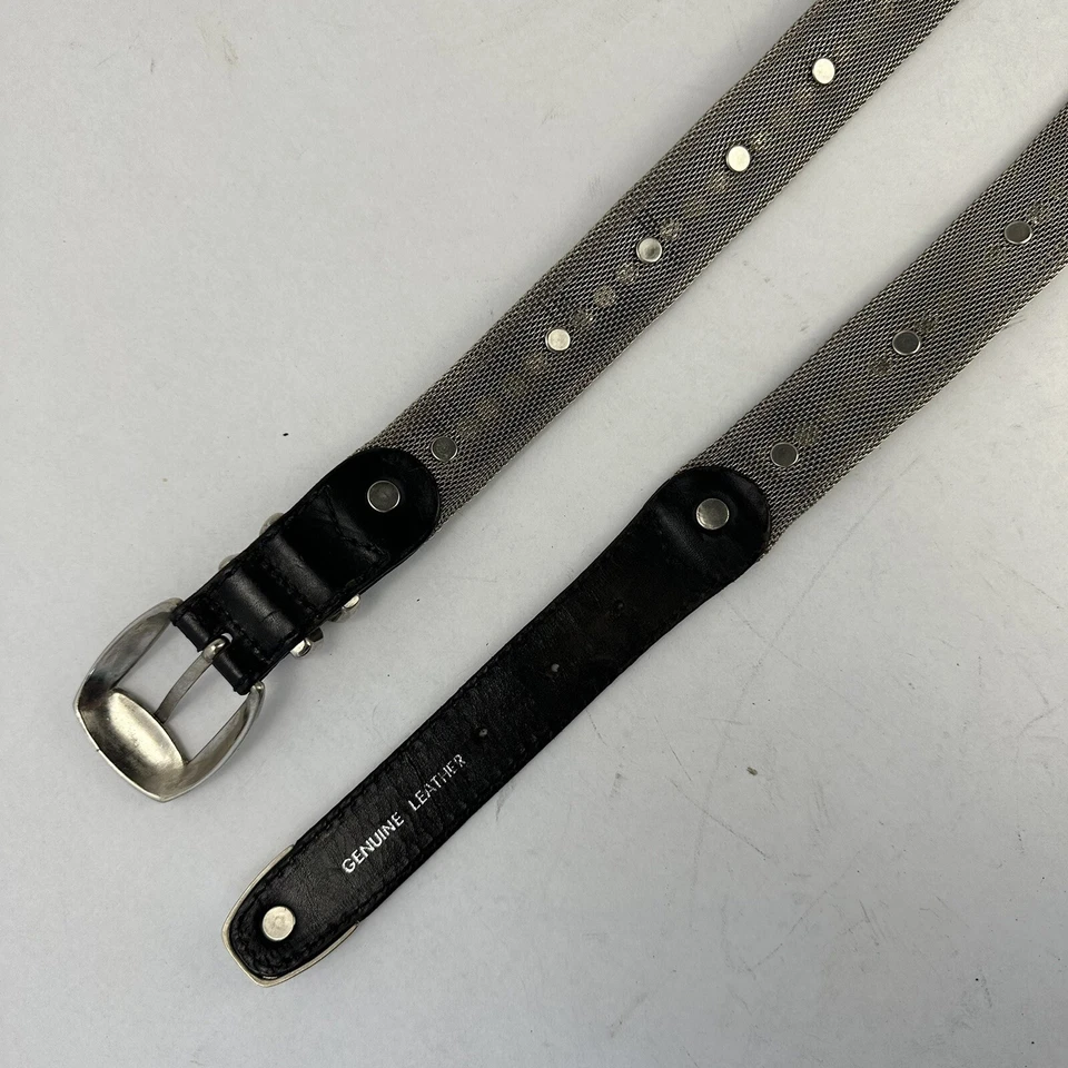 Cinturón y hebilla vintage de acero inoxidable y cuero de metal pesado punk gótico Foto 4 de 4