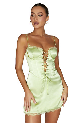 Meshki Dress Kalila Corset MINI Dress in Pistachio Green (Size Small)
