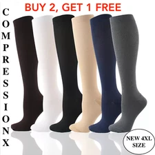 Compression Socks Stockings Mens and Womens Knee High Medical Relief S-4XL