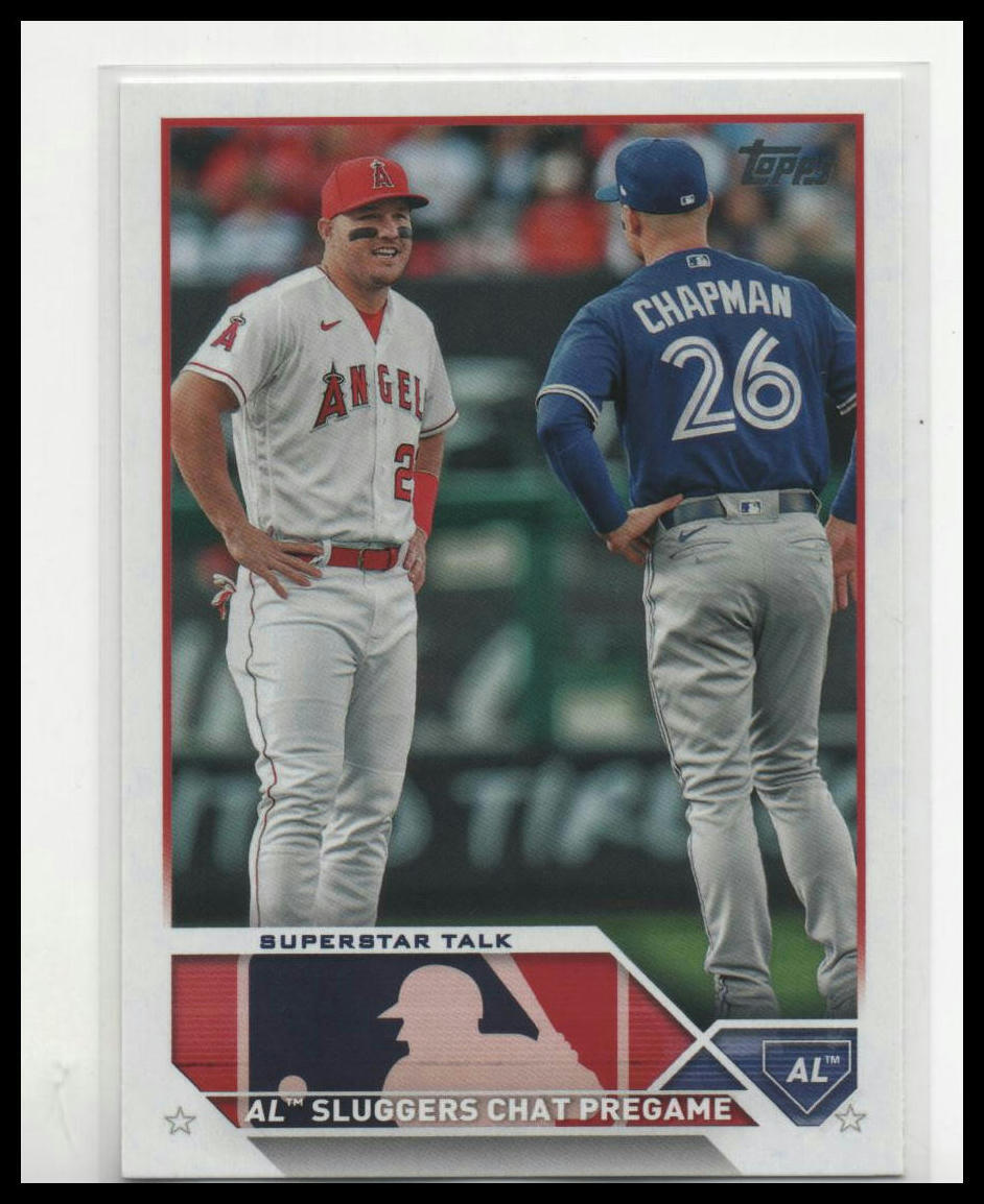 2023 Topps Update US313 Superstar Talk Mike Trout Matt Chapman Angels Blue Jays Baseball Card