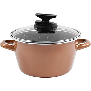 Magefesa Copper Olla 20 Con Tapa De Vidrio, Acero Esmaltado Vitrificado (Cod. Gr