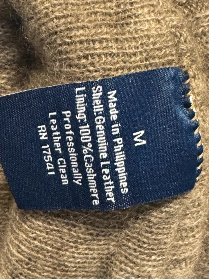 Guantes de cuero cachemir marrón con pantalla táctil Club Room para hombre talla mediana NUEVO Foto 3 de 4