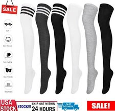 Ladies Women Thigh High Over the Knee Socks Extra Long Cotton Stockings Gift USA