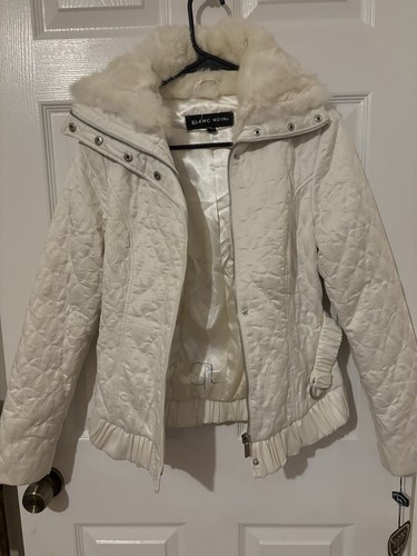 BLANC NOIR SMALL WHITE BELTED FUR JACKET - Picture 6 of 7