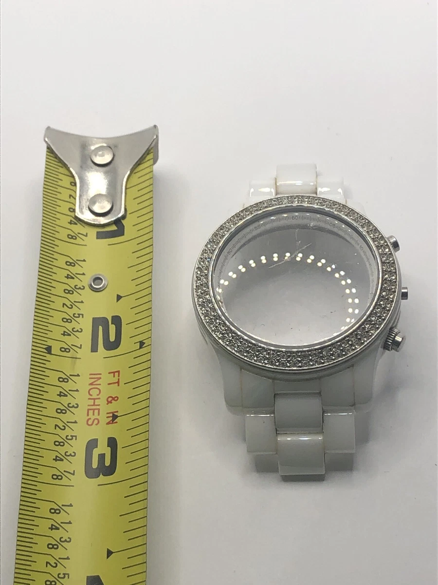 Michael Kors Watch Parts White Ceramic W Crystal Case 40mm Band Links 20mm GY397