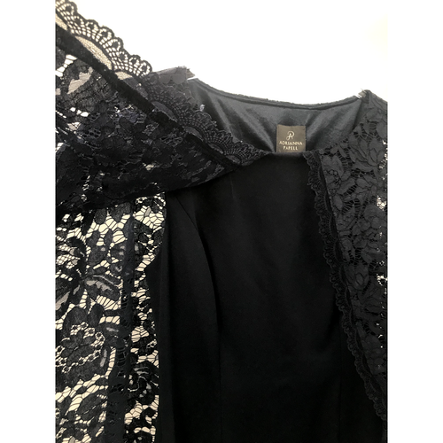 Adrianna Papell Navy Crepe Sheath Dress Lace Cape Size 6 - Picture 12 of 12
