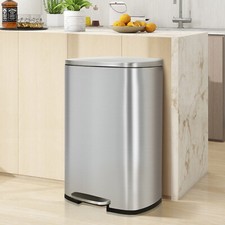 13 Gallon 50L Kitchen Trash Can Stainless Steel Fingerprint Proof Garbage Can