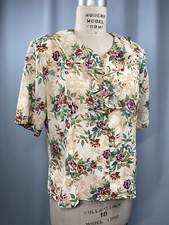 Vintage Blouse SIZE LARGE 10 floral cottage core ruffle CHRISTIE  JILL 80s 90s