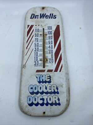 Vintage Metal Thermometer Dr Wells Soda The Cooler Doctor 16  Works USA 