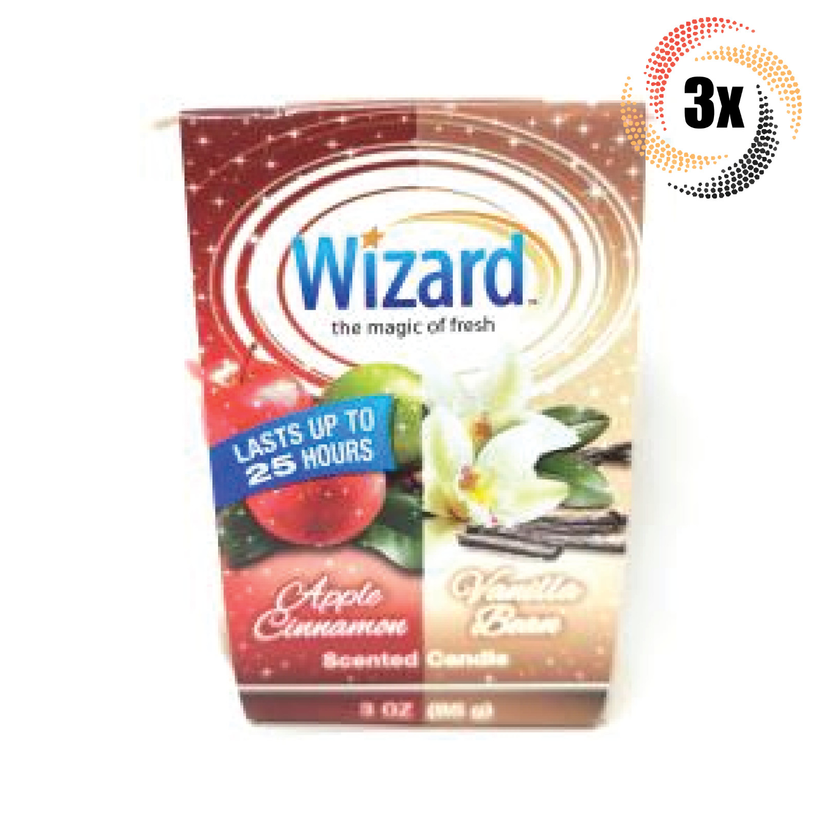 3x Ароматические свечи Wizard Candles с яблоком корицей и ванилью в зернах 3 унции 25 часов 2890₽