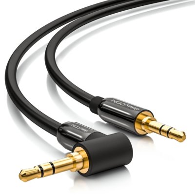 deleyCON HQ Klinken Kabel 90 Grad gewinkelt [1m] 2x 3,5mm Klinken Stecker (90°)