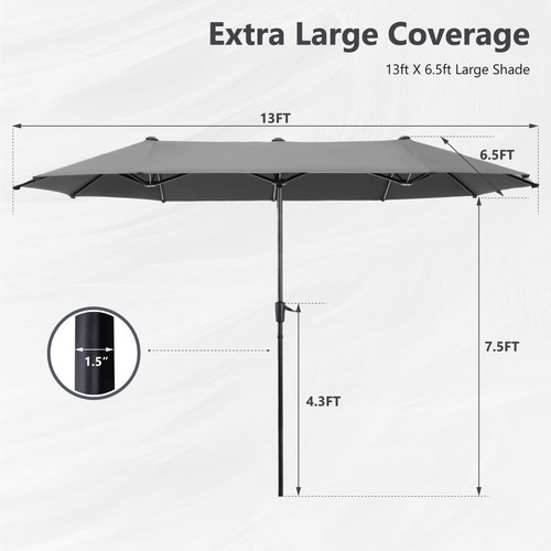 13ft Patio Umbrella Double Side Large Outdoor Market Umbrella with Crank - Picture 32 of 112
