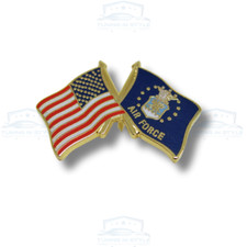 American Flag & U.S. Air Force Emblem Crossed Flags Lapel Pin Official Licensed