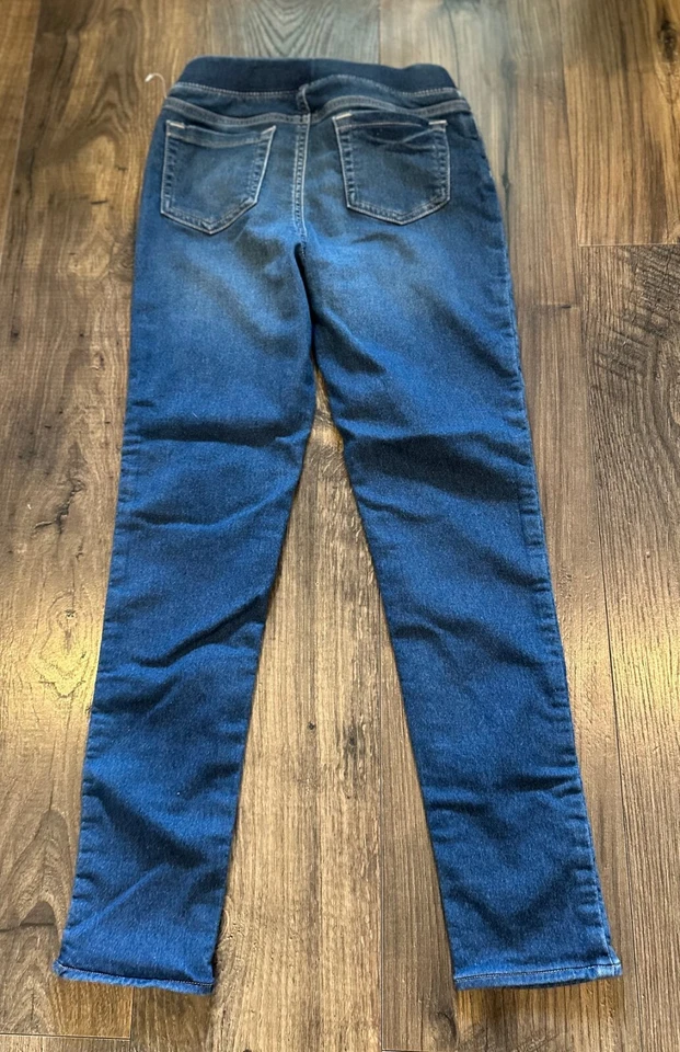 GUC Lands End Jeans Girl's Skinny Jegging Blue Paint Splatter Stretch Pull On 12 - Image 2 of 4