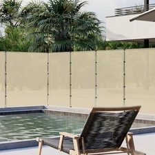 6FT Outdoor Fence with Stainless Steel Pole Privacy Fence Yard Pool Safety Beige