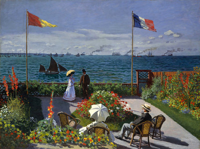 Art Oil painting Monet - Impression landscape Garden at Sainte-Adresse by ocean