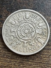 1955 Great Britain UK 2 Two Shillings XF Extremely Fine Rare Actual Coin TC7485*