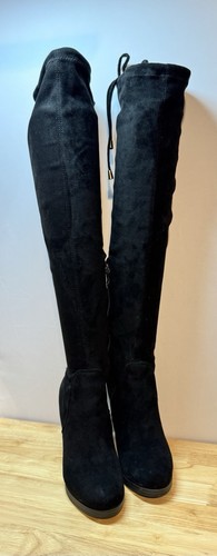 Vepose Women's Thigh High Black Suede Over The Knee Tall Boots Knee High Size 6