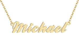 Authentic Dancing Wolf 18k Gold Plated Michael Name Necklace Nameplate Nec
