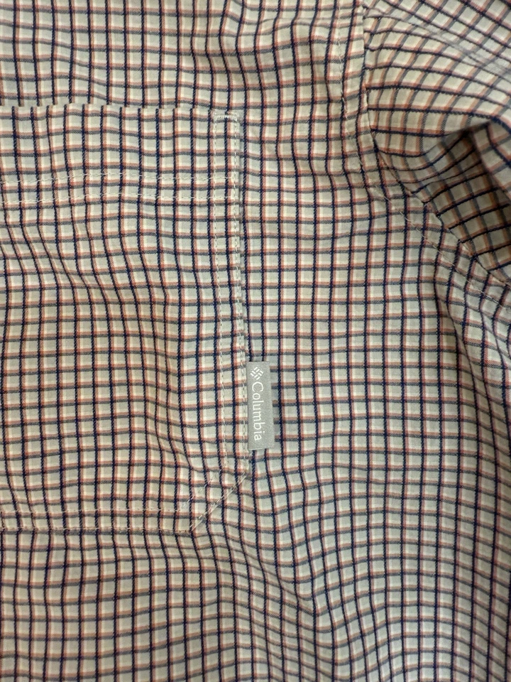 Camisa Columbia Para Hombres Talla Grande A Cuadros/A Cuadros Manga Larga Con Botones 100% Algodón Foto 4 de 4