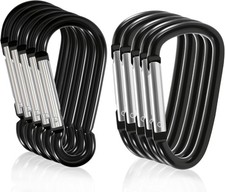 3 Inch Black Carabiner Clip Light Duty, 10 Pack Aluminum Carabiner, D Ring