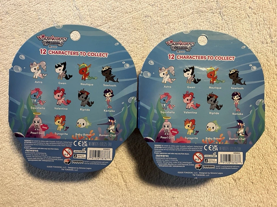 Jazwares Toys Tokidoki Unicorno Mermicorno Starfall Series 1 Mystery Pack X2 Lot - Image 2 of 2