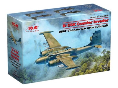ICM ICM48279 1:48-B-26K Zähler Invader, USAF Vietnamkrieg, schwarz
