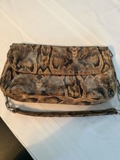 ITALIAN LEATHER VINTAGE SNAKESKIN SHOULDER BAG BROWN AND BLACK PATTERNED