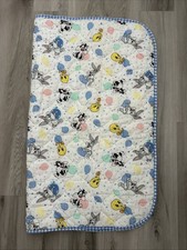 VTG Baby Looney Tunes Crib Blanket Quilt Tweety Sylvester Bugs