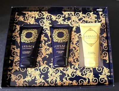 New Versace Pour Homme Hair Body Shampoo Shave Yellow Diamonds Shower 1.7 oz