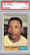 1961 Topps #547 Leon Wagner PSA 7 Near Mint High Number Los Angeles Dodgers