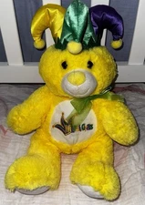 Hug Fun Yellow Mardi Gras Jester Teddy Bear Plush 13”