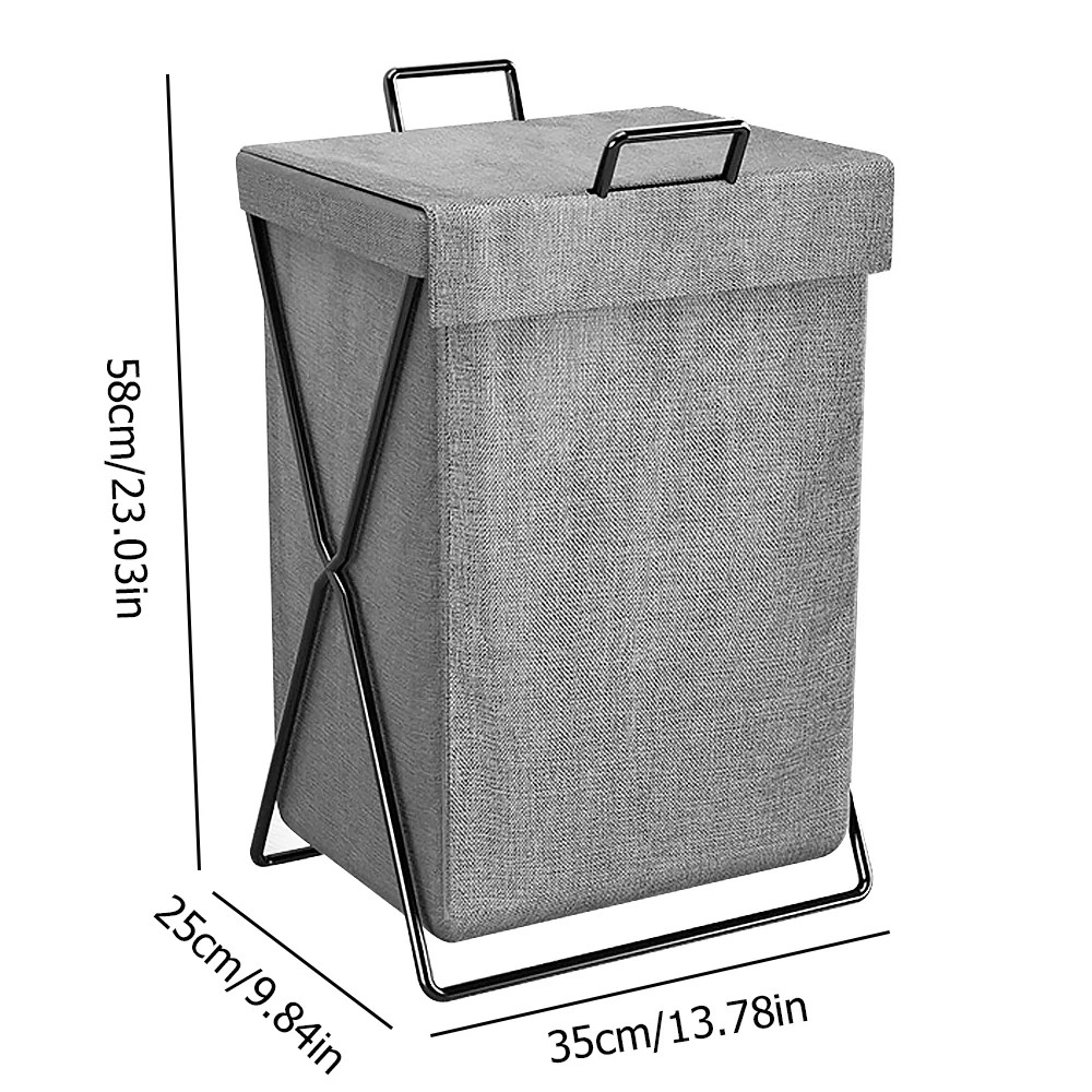 Foldable Laundry Basket with Lid Clothes Hamper Dirty Washing Storage Organiser