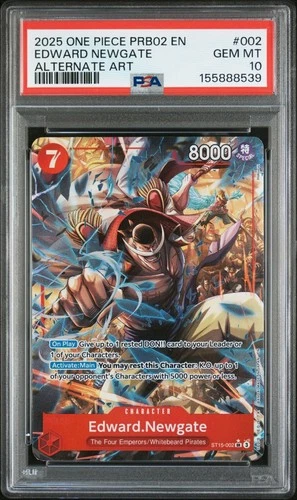 2025 One Piece TCG Edward Newgate PRB02 Alt Art ST15-002 PSA 10