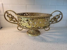 vintage gilded brass footed centerpiece bowl