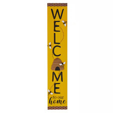 42 In. H Solid Wood Welcome Porch Sign with Bee
