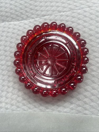 Vintage Anchor Hocking Amberina Red UV Reactive Cadmium Candle Holder/Ash tray