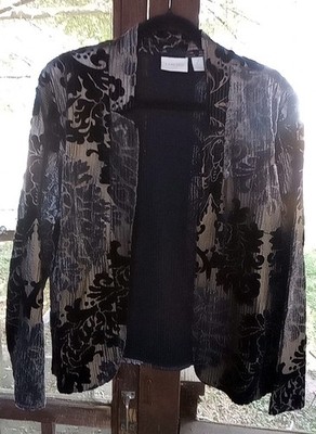 Chico's Women's Size 2 Shiny Textured Open Face Jacket