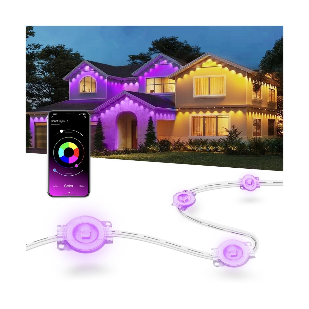 Nexillumi 300ft Permanent Outdoor Lights for House, 2025 New Smart