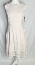 Calvin Klein Fit and Flare Dress Size 4 Pastel Pink Sleeveless Mesh Detail New