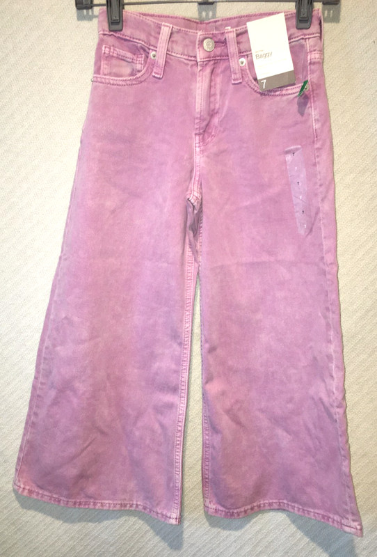 GAP KIDS GIRL’S SIZE 7 BAGGY MID RISE WIDE LEG RELAXED FIT LIGHT PURPLE JEANS